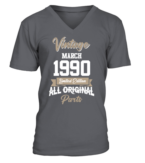 March 1990 Vintage Birthday Present V-Neck T-shirt