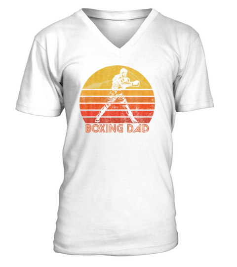 Vintage Retro Proud Boxing Dad Boxer Father Day V-Neck T-shirt