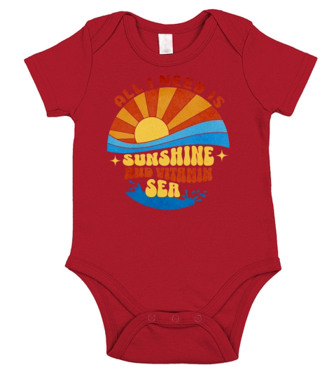 All I Need Is Sunshine And Vitamin Sea Funny Short Sleeve Baby One-Piece