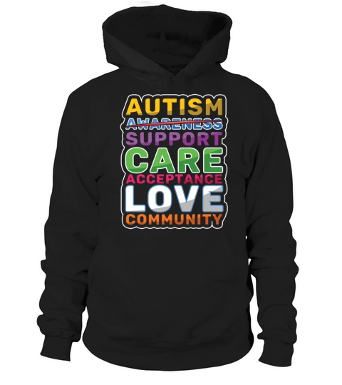Support Care Love Colorful Puzzle Autism Awareness Hoodie Unisex