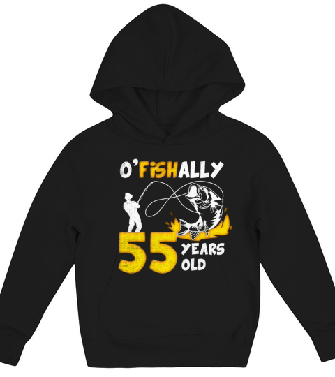55th Birthday Fishing 1978 Vintage Fisherman Angle Kids Hoodie