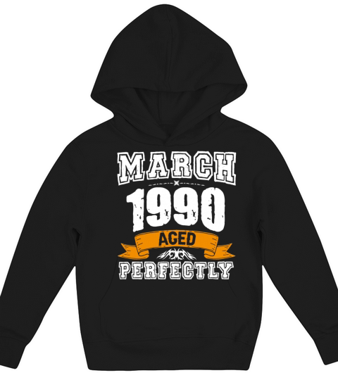 March 1990 Vintage Birthday Present Kids Hoodie
