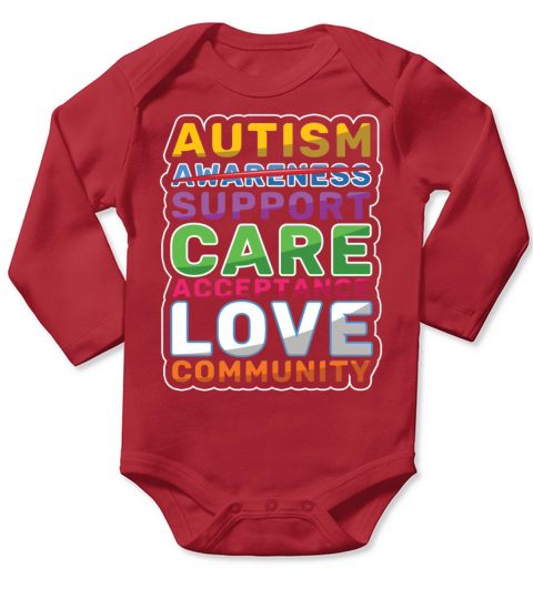 Support Care Love Colorful Puzzle Autism Awareness Long Sleeve Baby One-Piece