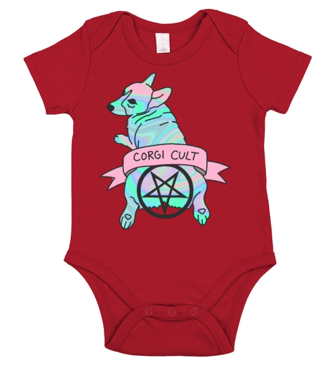 Corgi cult witchy dog hologram 90s Short Sleeve Baby One-Piece