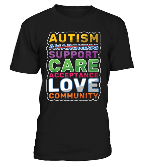 Support Care Love Colorful Puzzle Autism Awareness T-Shirt Unisex