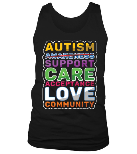Support Care Love Colorful Puzzle Autism Awareness Tank Top Unisex