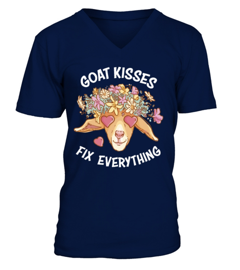 Spreading Love Laughter Goat Kisses Fix Everything V-Neck T-shirt