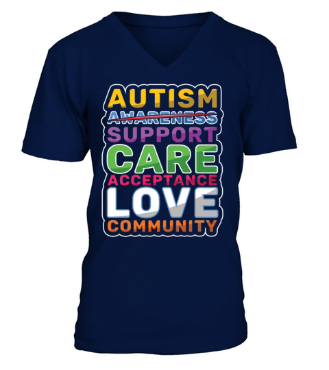 Support Care Love Colorful Puzzle Autism Awareness V-Neck T-shirt