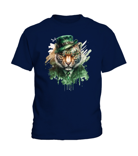 Badass Gangster Tiger Saint Patricks Day Kids T-Shirt