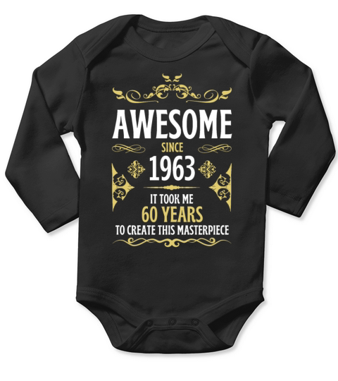 60th Birthday Vintage 1963 Long Sleeve Baby One-Piece