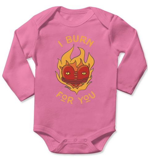 Heart In Flames Badge Vintage Tattoo Art Long Sleeve Baby One-Piece