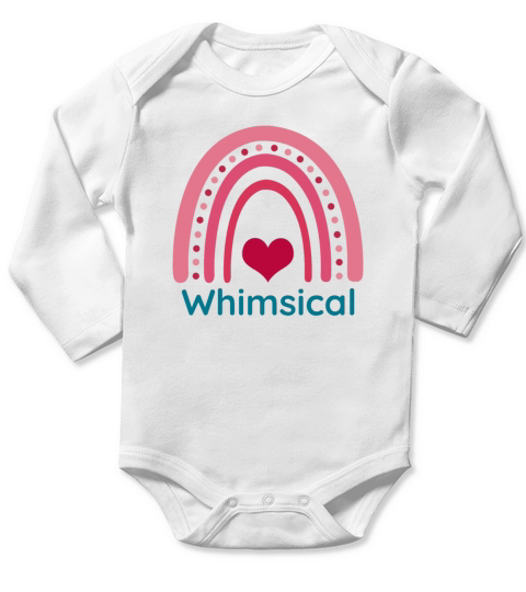 Whimsical Viva Magenta Boho Rainbow Long Sleeve Baby One-Piece