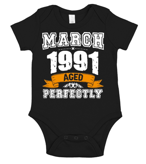 March 1991 Vintage Birthday Present Short Sleeve Baby One-Piece