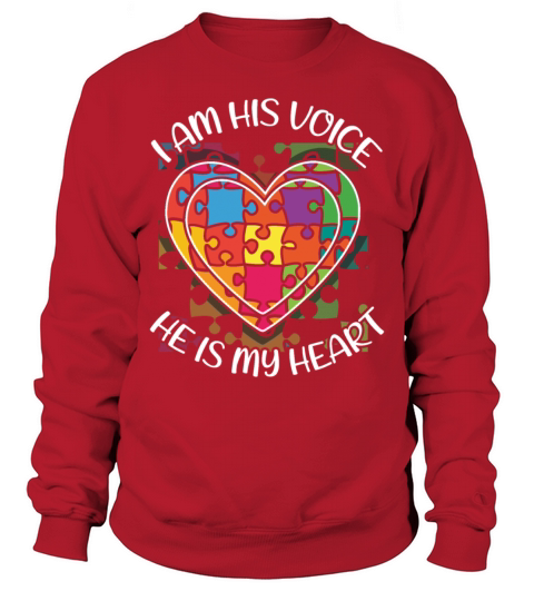 His Voice My Heart Puzzle Autism Awareness Sweatshirt Unisex