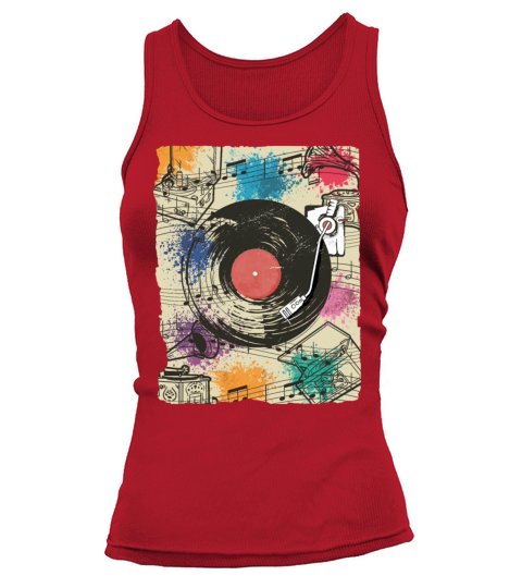 80s Vinyl Turntable Music Player Retro DJ Musicia Tank top Woman