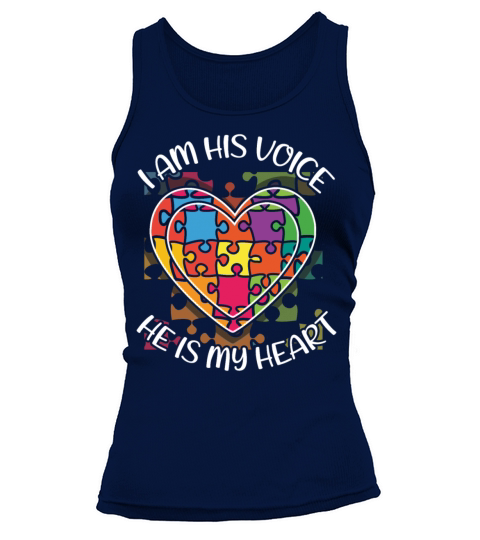 His Voice My Heart Puzzle Autism Awareness Tank top Woman