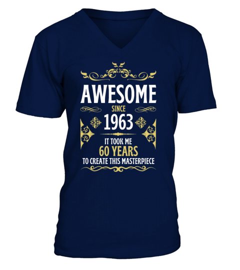 60th Birthday Vintage 1963 V-Neck T-shirt