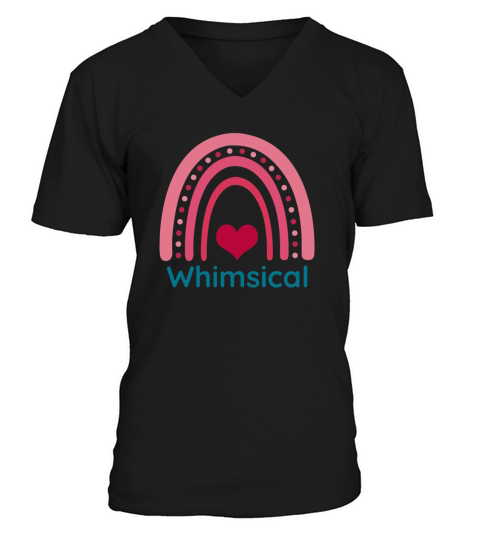 Whimsical Viva Magenta Boho Rainbow V-Neck T-shirt