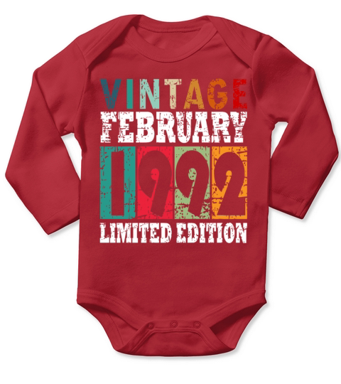 1992 February vintage Long Sleeve Baby One-Piece