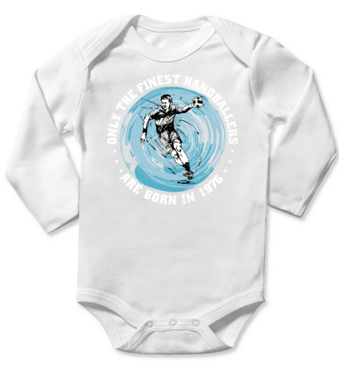 Handballers born in 1976 Birthday Vintage Ballgame Long Sleeve Baby One-Piece