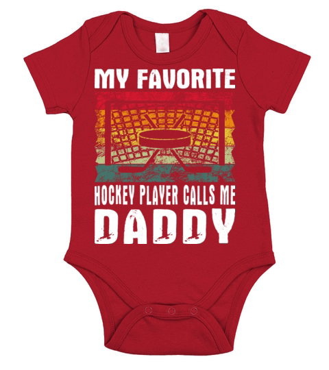 My Favorite Hockey Player Daddy Vintage Text Short Sleeve Baby One-Piece