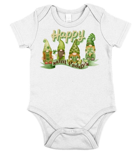 Saint Paddys Day Lucky gnomes typography Short Sleeve Baby One-Piece