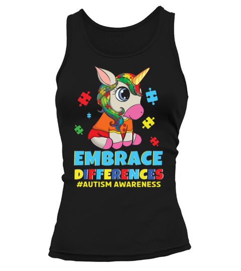 Different Colorful Puzzle Unicorn Autism Awareness Tank top Woman