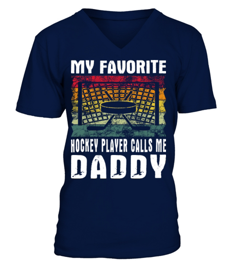 My Favorite Hockey Player Daddy Vintage Text V-Neck T-shirt