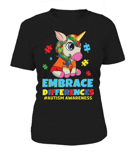 Different Colorful Puzzle Unicorn Autism Awareness Women's T-Shirt