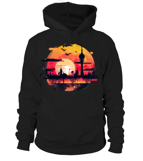 Berlin Skyline Sunset Retro Vintage Hoodie Unisex