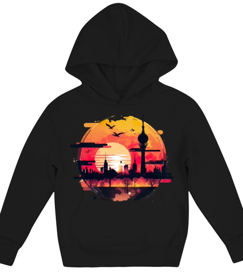 Berlin Skyline Sunset Retro Vintage Kids Hoodie