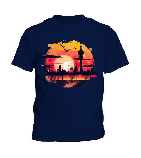 Berlin Skyline Sunset Retro Vintage Kids T-Shirt