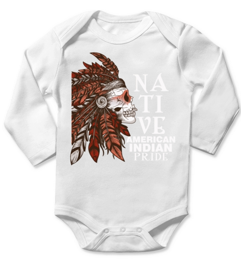 Native American Skull Indian Pride Indigenous Heri Long Sleeve Baby One-Piece