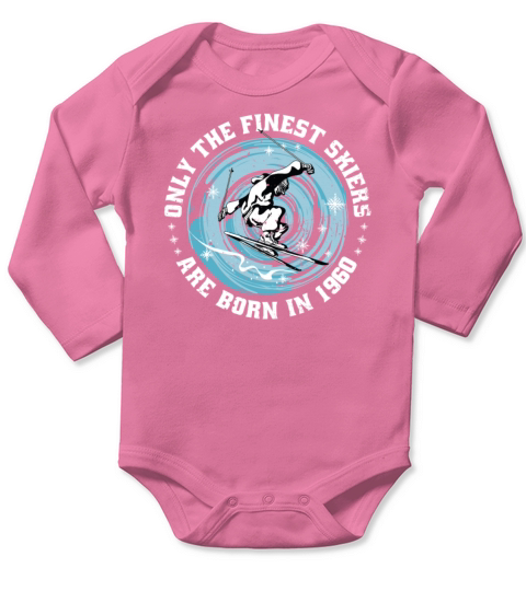 Skiers Skier Vintage born in 1960 Birthday Ski Long Sleeve Baby One-Piece