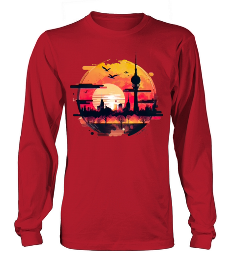 Berlin Skyline Sunset Retro Vintage Long sleeved Unisex