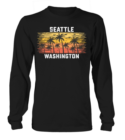 Seattle Washington Summer Retro VIntage Vacation Long sleeved Unisex