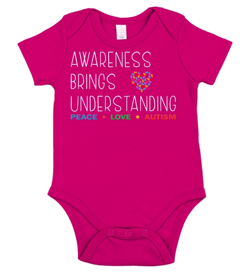 Awareness Brings Understanding Peace Love Autism Short Sleeve Baby One-Piece