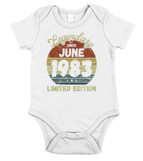 June 1983 - Vintage Birthday Present Short Sleeve Baby One-Piece