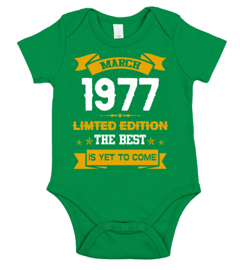 March 1977 Birthday Surprise Short Sleeve Baby One-Piece