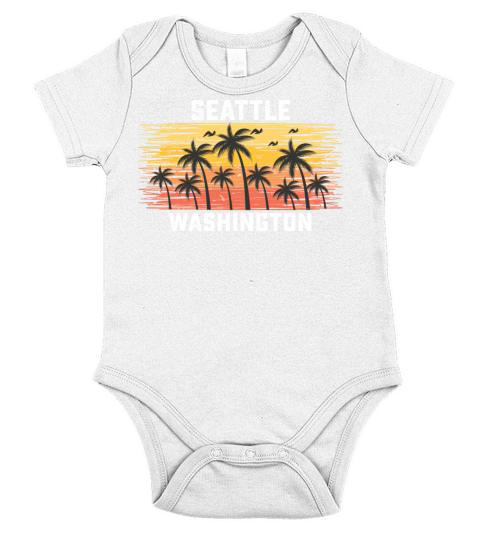 Seattle Washington Summer Retro VIntage Vacation Short Sleeve Baby One-Piece