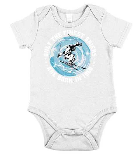 Skiers Skier Vintage born in 1960 Birthday Ski Short Sleeve Baby One-Piece