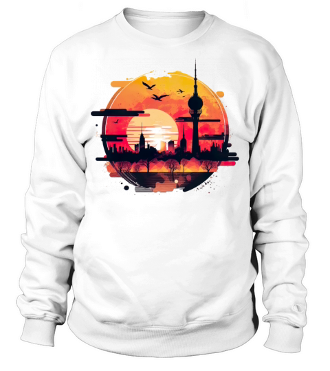 Berlin Skyline Sunset Retro Vintage Sweatshirt Unisex