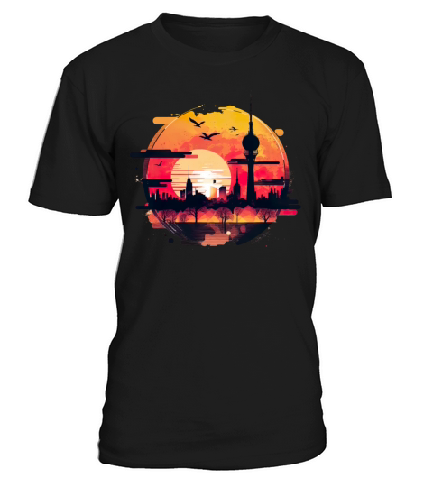 Berlin Skyline Sunset Retro Vintage T-Shirt Unisex