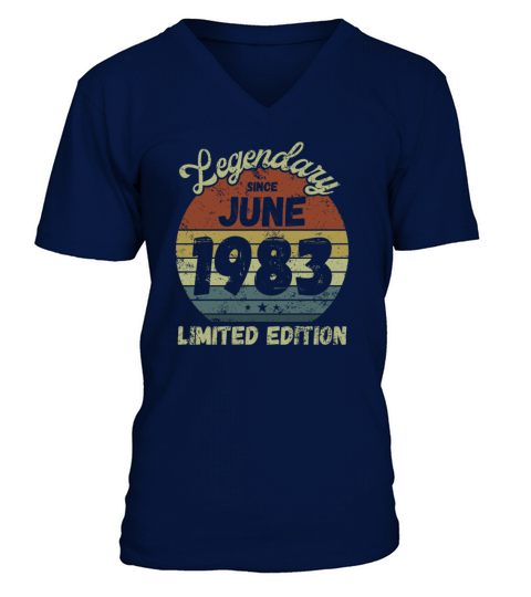 June 1983 - Vintage Birthday Present V-Neck T-shirt