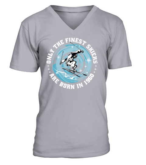 Skiers Skier Vintage born in 1960 Birthday Ski V-Neck T-shirt