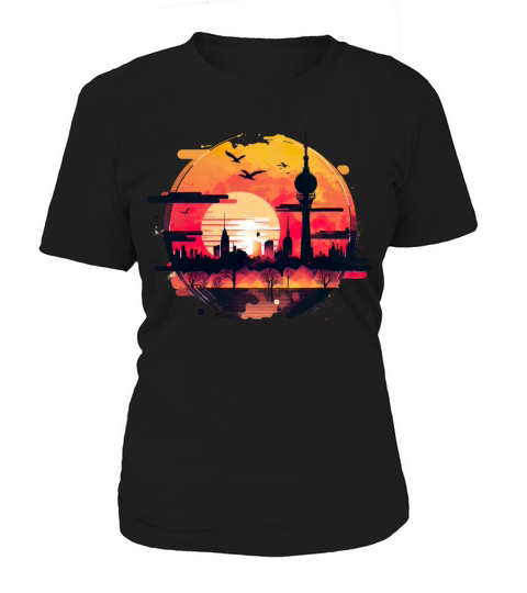 Berlin Skyline Sunset Retro Vintage Women's T-Shirt