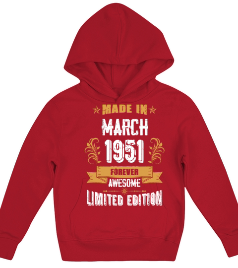 March 1951 Vintage Birthday Present Kids Hoodie