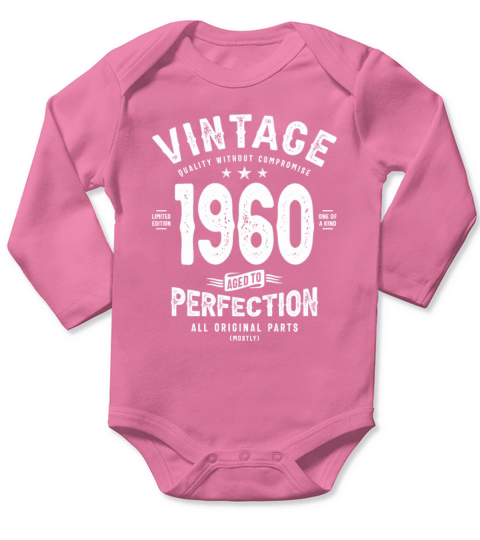 1960 Birthday 63 Years Old Long Sleeve Baby One-Piece