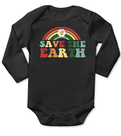 Save the Earth Vintage Distressed Earth Day Long Sleeve Baby One-Piece