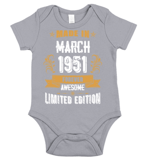 March 1951 Vintage Birthday Present Short Sleeve Baby One-Piece
